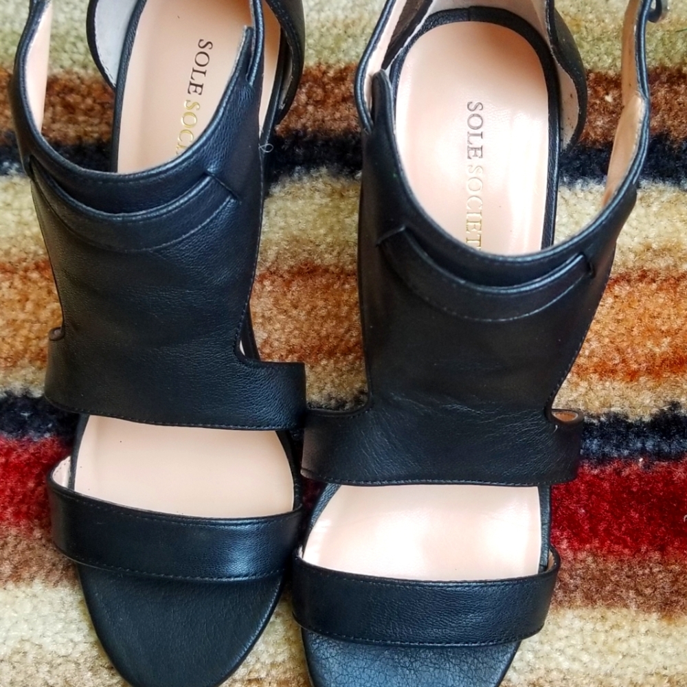 Sole Society wedge sandals,  size 6, black